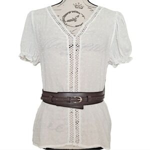 Western Dark Brown Faux Leather wide waist Belt Corset Gold buckle statement